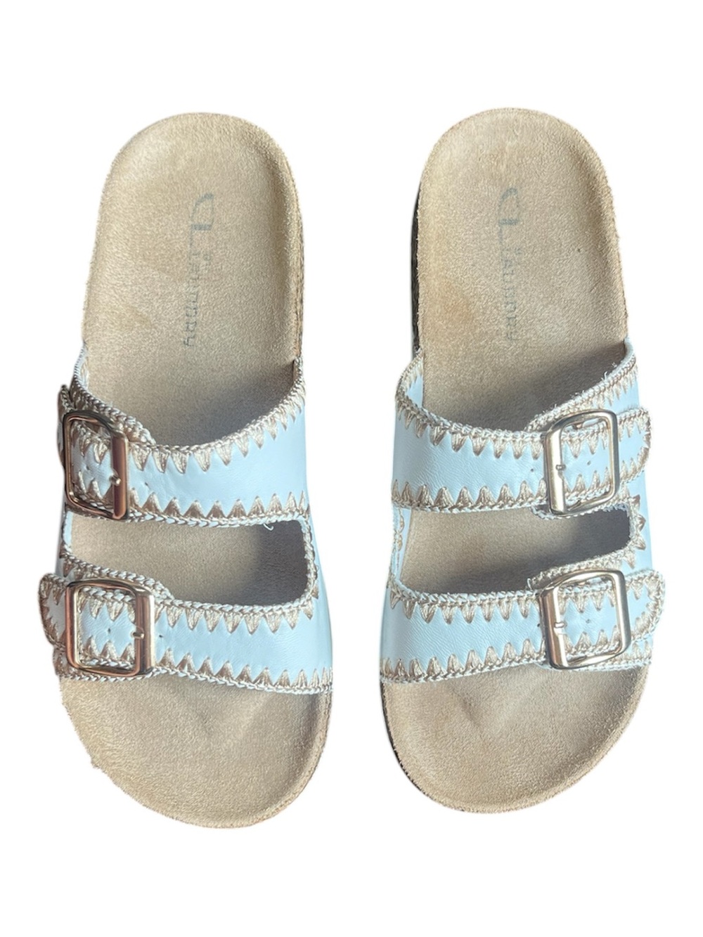 Womens white double buckle slides size 7 NWT